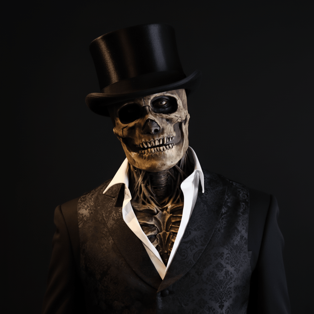 GRAVEFACE Realistic Skeleton Mask with Hat for the Ultimate Halloween Costume - Elena Harper