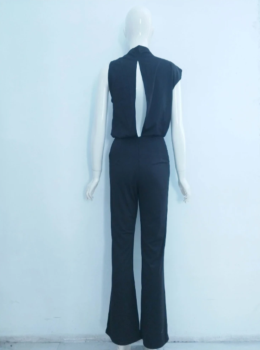Vérène - Sleeveless Loose-Fitting Jumpsuit with Round Neck
