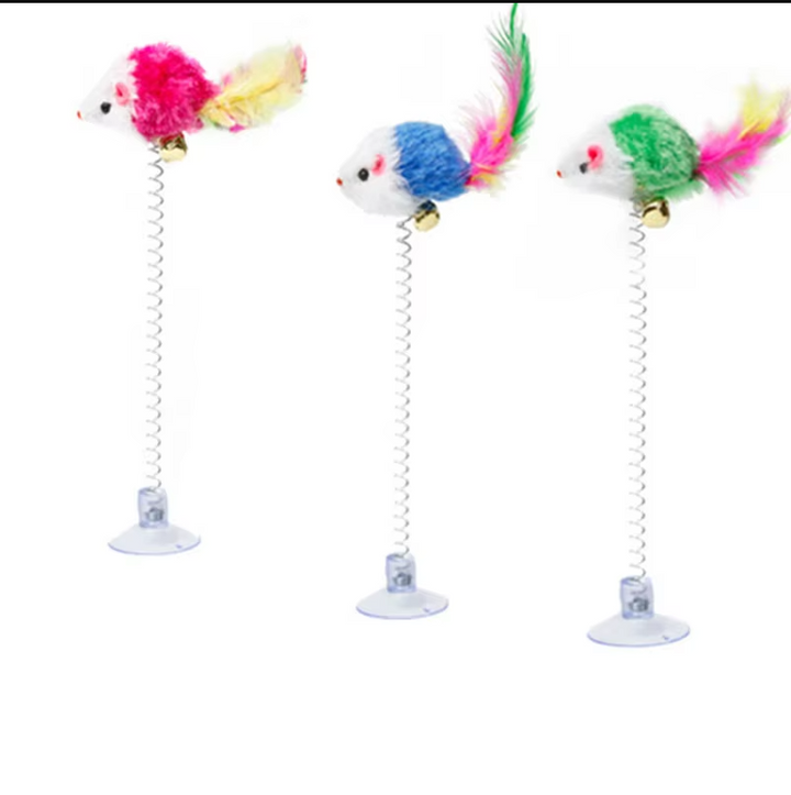 Interactive Cat Toy with Suction Cup - Springy Mouse Fun