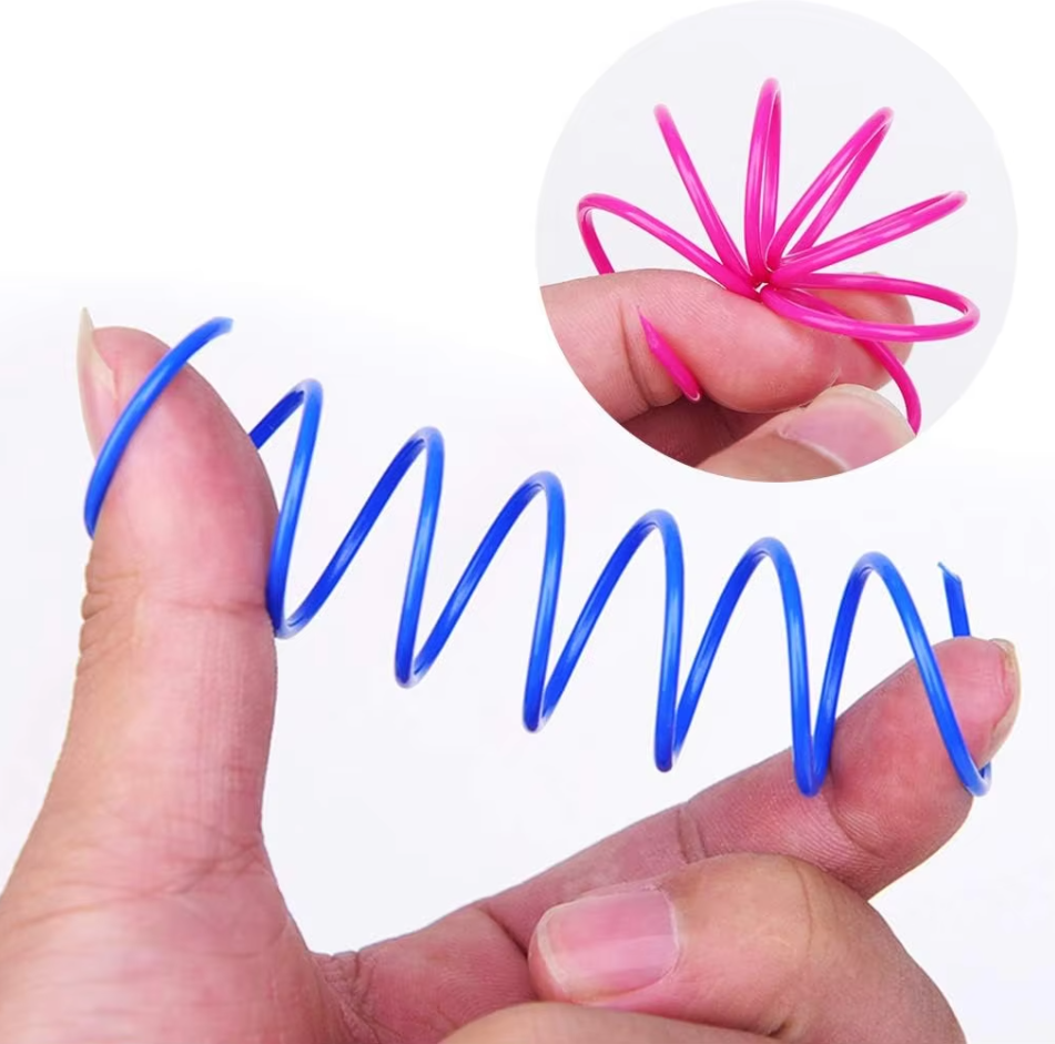 Colorful Spiral Feather Spring Cat Toy - 12-Piece Set