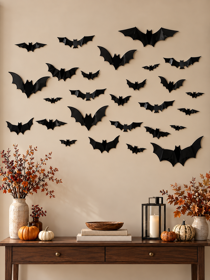Halloween 3D Bat Swarm Wall Decorations