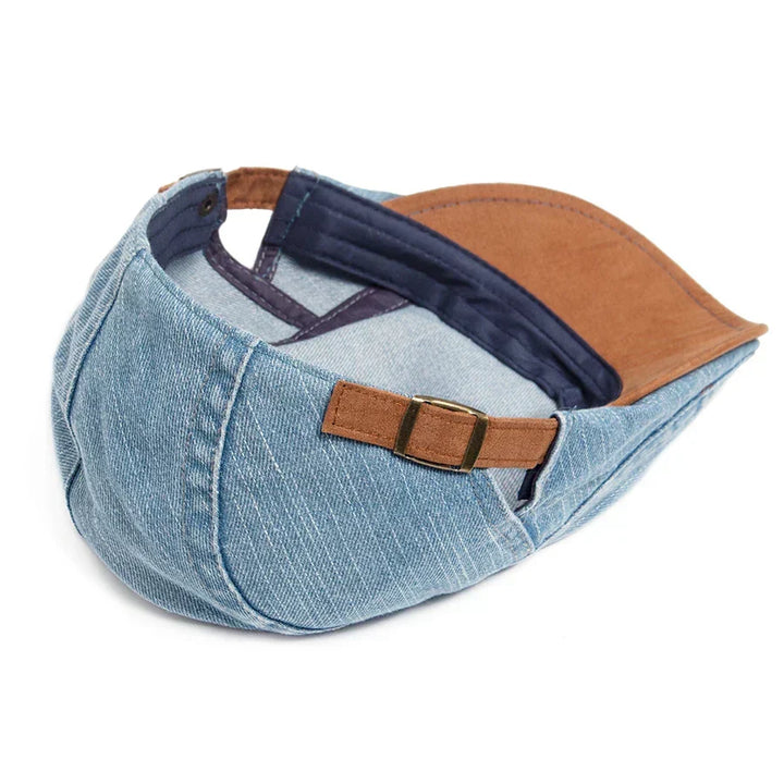 Tim Flat Cap in Denim Timeless Style and Everyday Comfort, view 7 - Elena Harper
