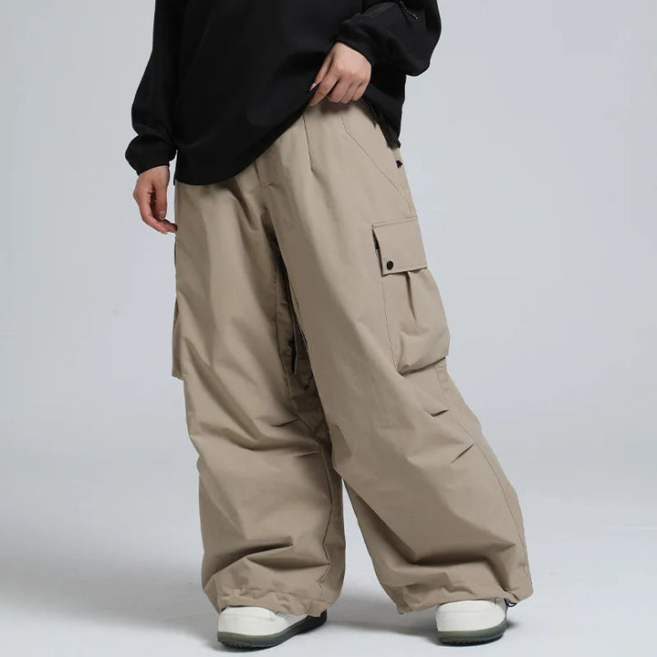 Unisex Loose Ski Pants – Breathable Snowboard Pants with Zipper and Insulation