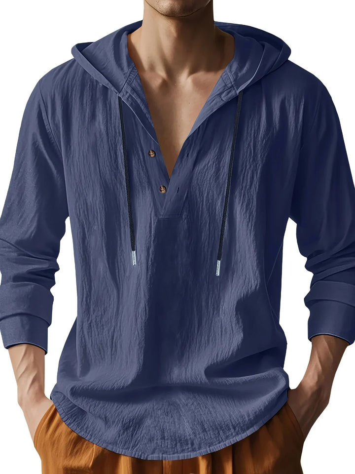 Luxury Linen Hooded Shirt - Elena Harper