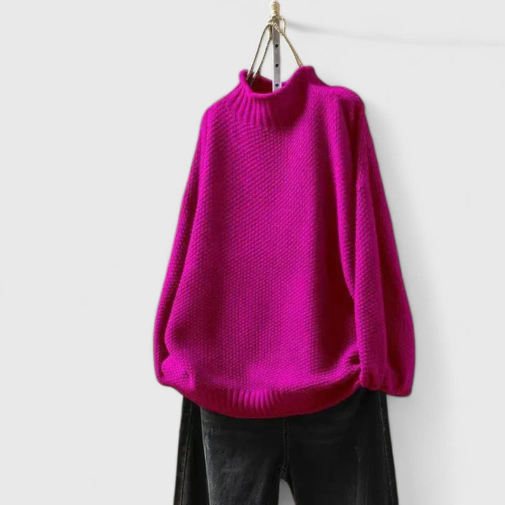 Women's Textured Mock Neck Jumper - Cozy & Stylish