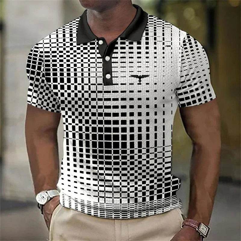 LAURENT MONACO | MODERN POLO WITH GEOMETRIC PRINT FOR MEN