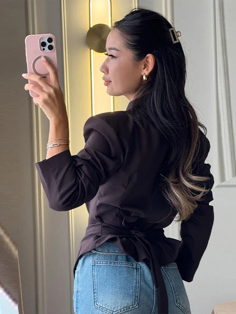 Angelisa Elegant Structured Blouse, view 3 - Elena Harper