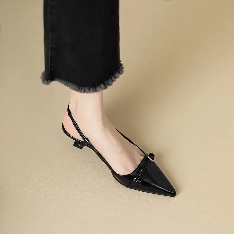 MIRELLA Classic Mid-Heel Sandals, view 3 - Elena Harper