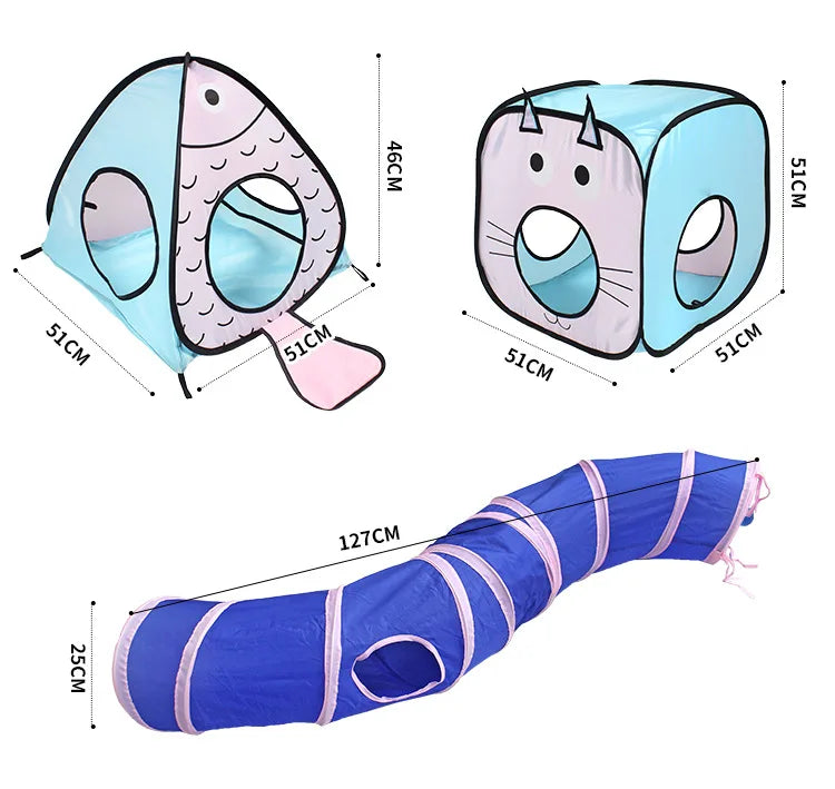 Cat Play Tunnel with Integrated Cat House for Interactive Fun