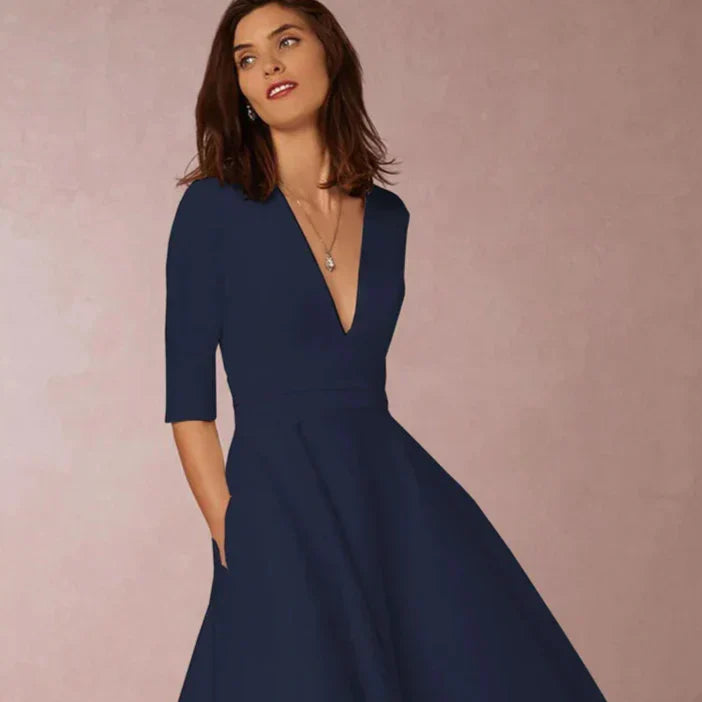 Vintage Women's A-Line Dress from the 60s with Flared Skirt Elegant and Feminine, view 5 - Elena Harper