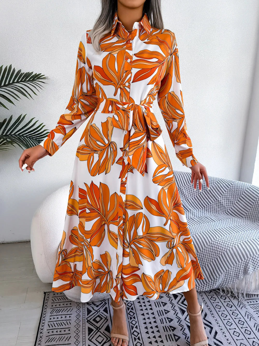 Sienna Floral Button Midi Dress - Elena Harper