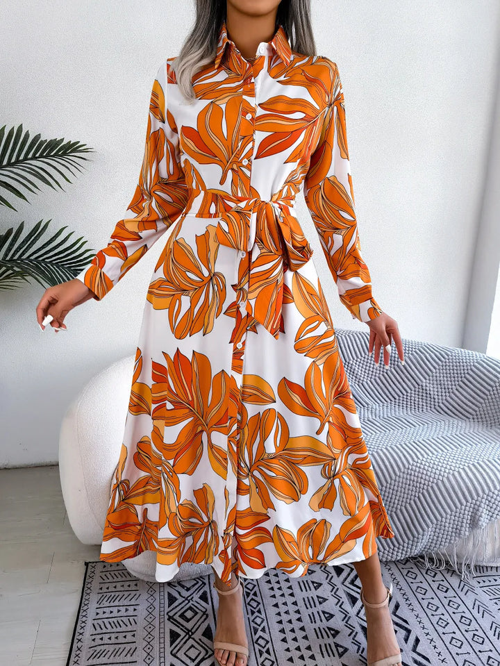 Sienna Floral Button Midi Dress - Elena Harper