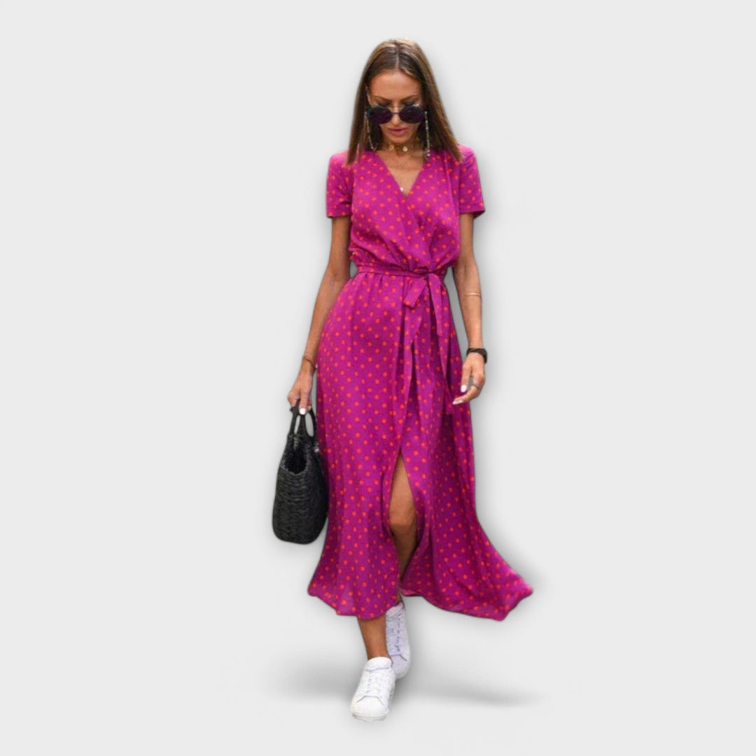 Renate | Women's Casual Maxi Dress with V-Neck and Belt