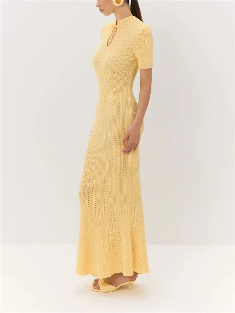 Kalliope Elegant Knit Dress, view 8 - Elena Harper