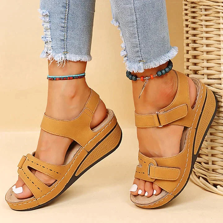 Comfortable orthopedic sandals with wedge heel