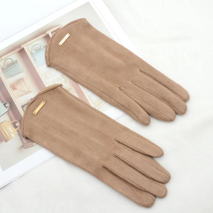 Elegant Suede Gloves Touchscreen, Warm & Windproof - Elena Harper