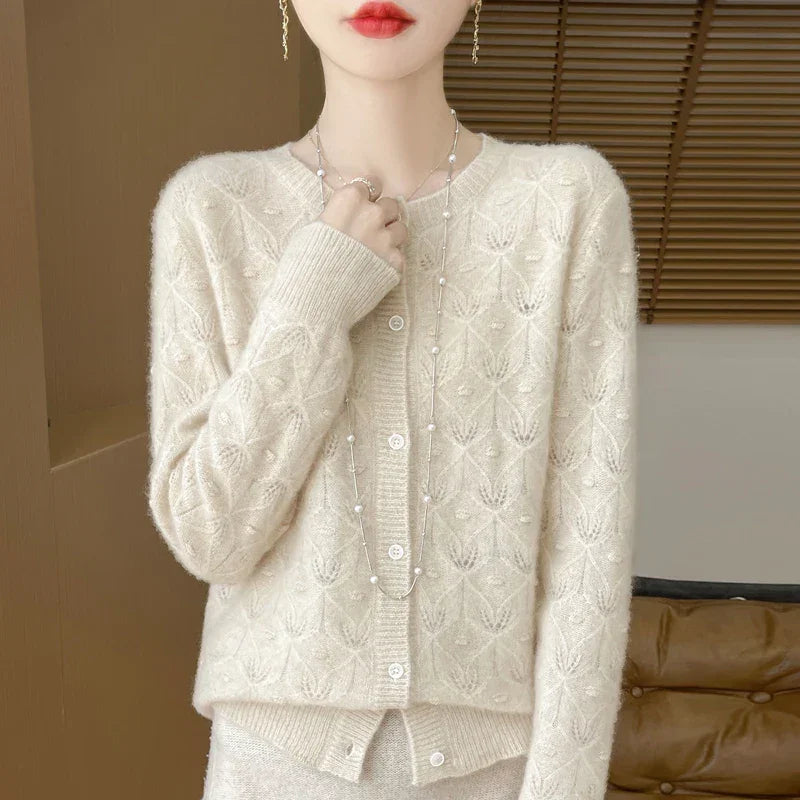 Aurora Cozy Knit Cardigan, view 5 - Elena Harper