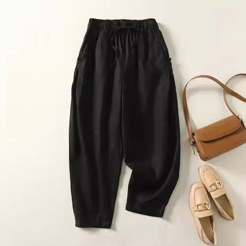 Editta Easygoing Cotton Pants, view 2 - Elena Harper