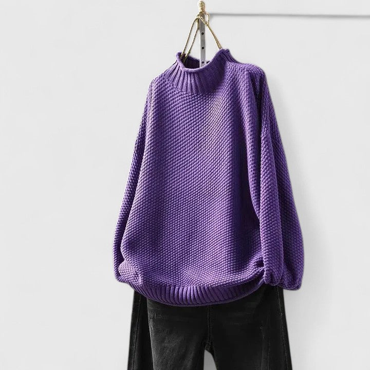 Women's Textured Mock Neck Jumper - Cozy & Stylish