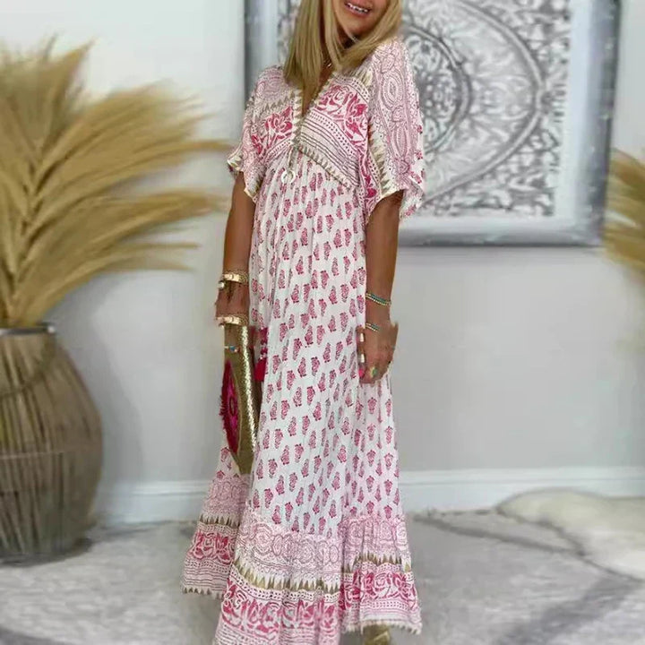 CHIC MAXI DRESS WITH PATTERN FOR WOMEN