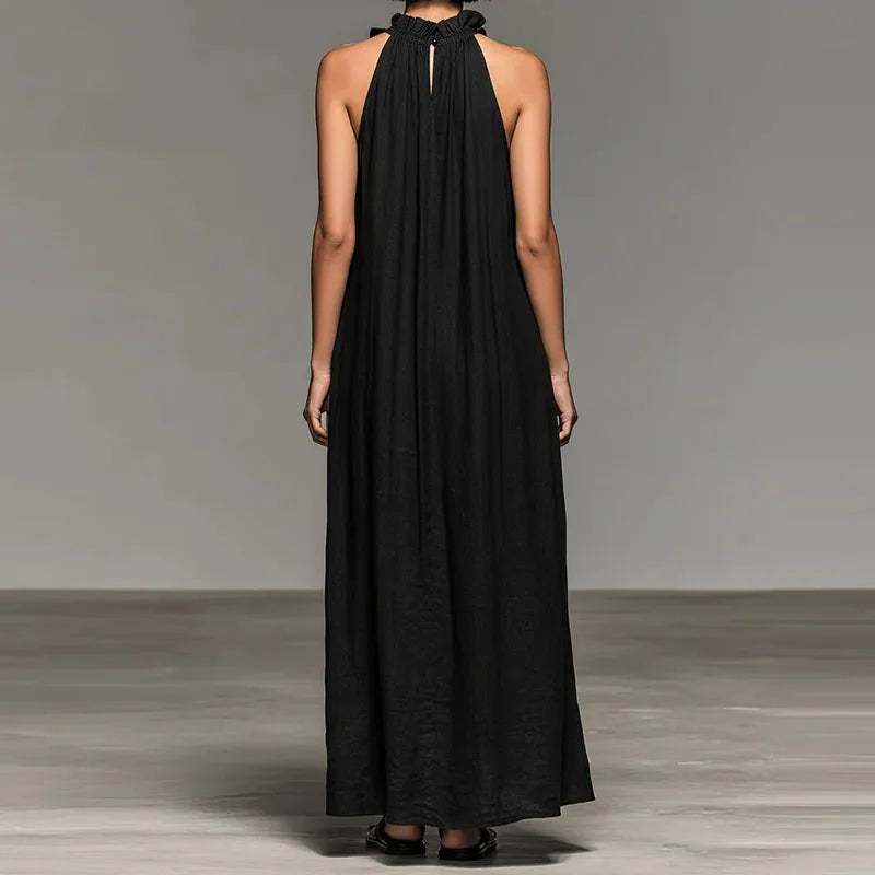 Bohémien Maxi Dress with Halter Neck and Ruffles - Elena Harper