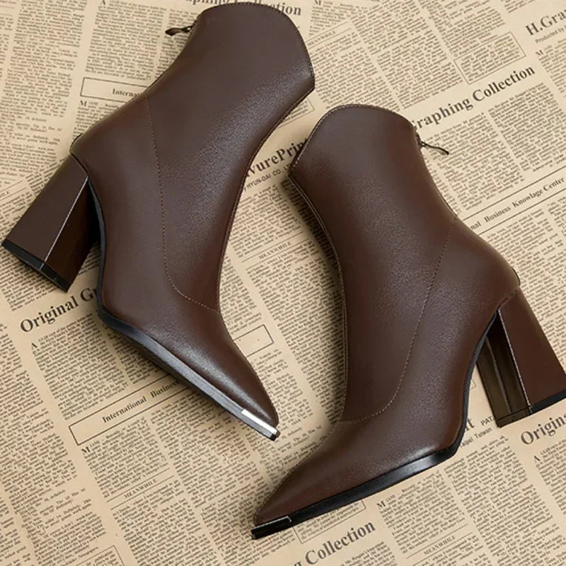 Ankle Boots Pointed Toe Boots Metal Tip, view 10 - Elena Harper