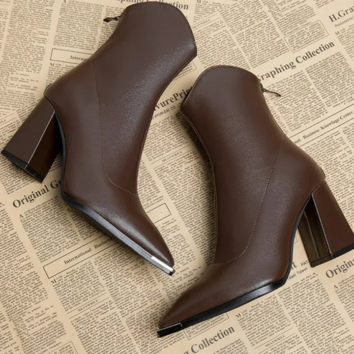 Ankle Boots Pointed Toe Boots Metal Tip, view 10 - Elena Harper