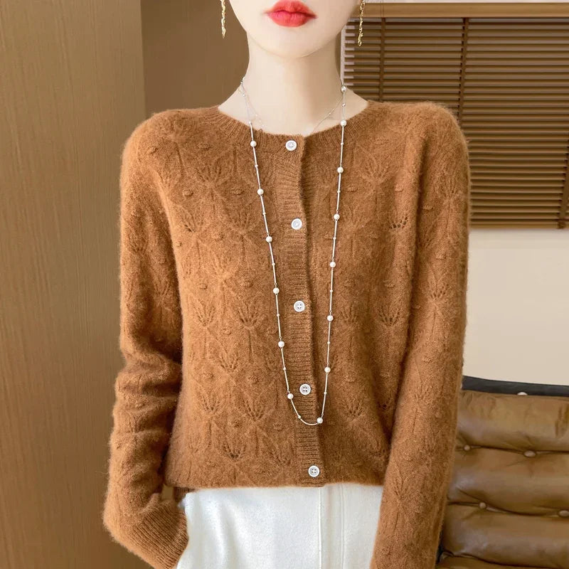 Aurora Cozy Knit Cardigan, view 7 - Elena Harper