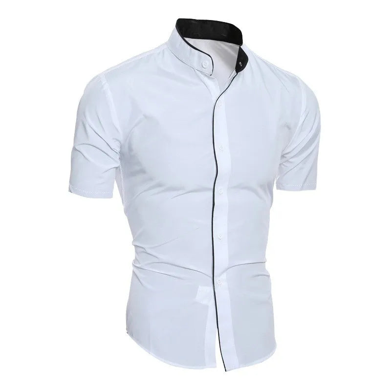 ELENA HARPER™  |  SHORT SLEEVE HIGH COLLAR SHIRT FOR MEN