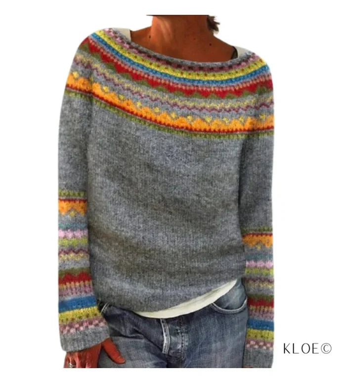 Clair Striped Sweater Autumn with Patterns Mavelle, view 4 - Elena Harper