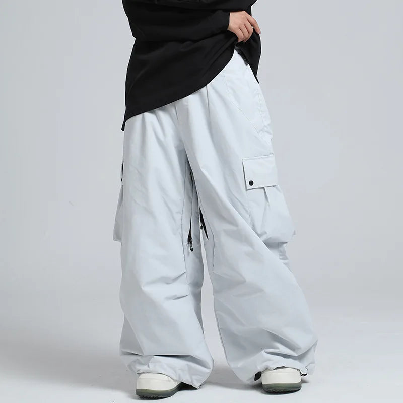 Unisex Loose Ski Pants – Breathable Snowboard Pants with Zipper and Insulation