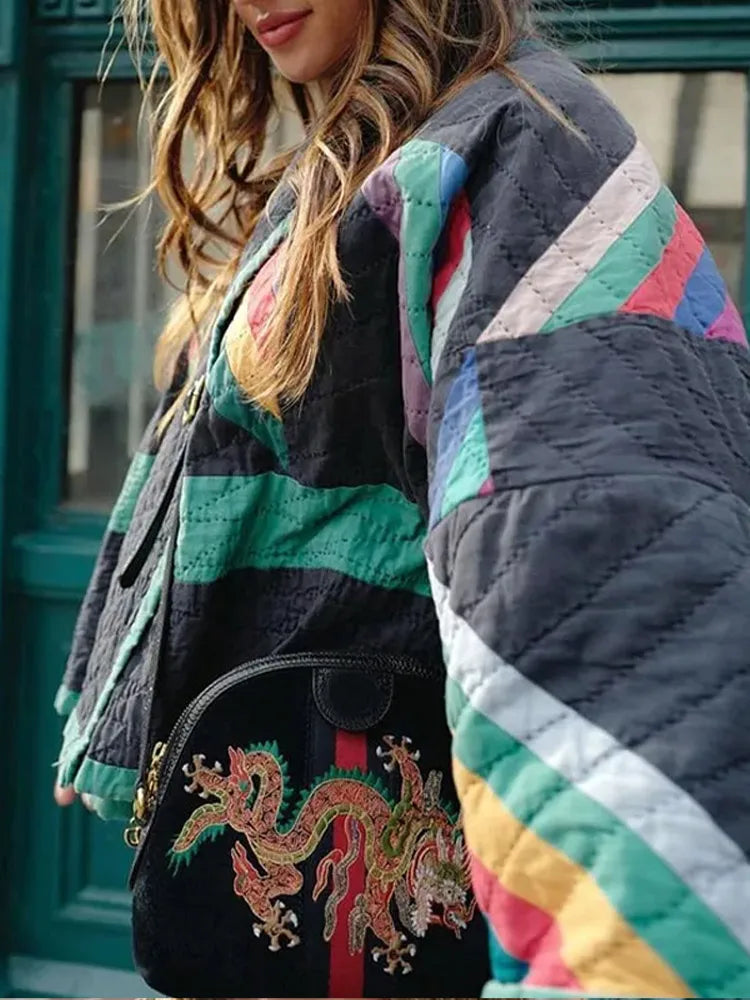 Juliette Striped Quilted Jacket, view 5 - Elena Harper