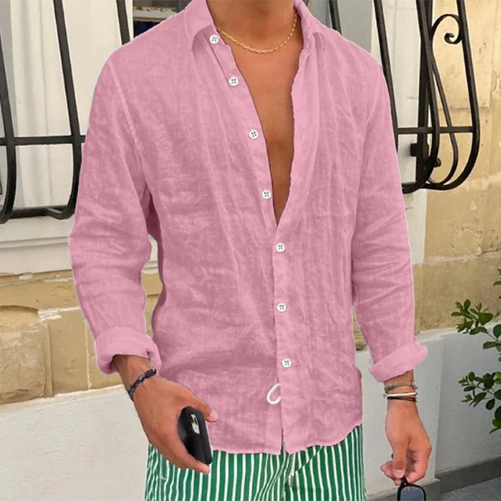 Marcello Lightweight Linen Shirt, view 3 - Elena Harper