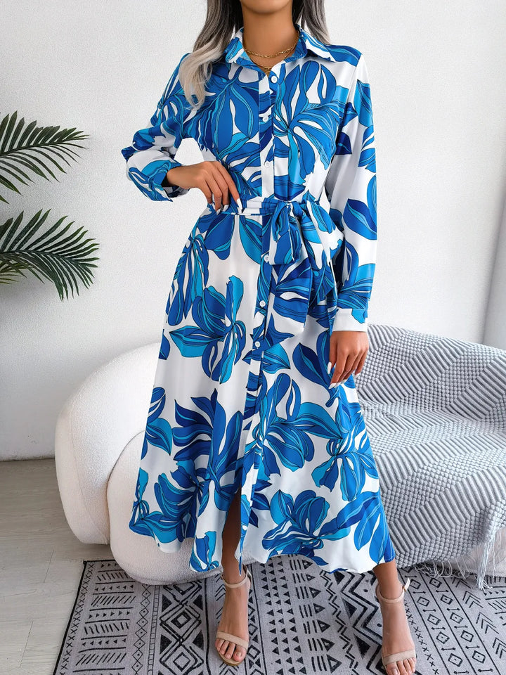 Sienna Floral Button Midi Dress - Elena Harper