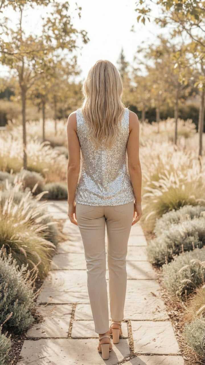 V Neck Sleeveless Top