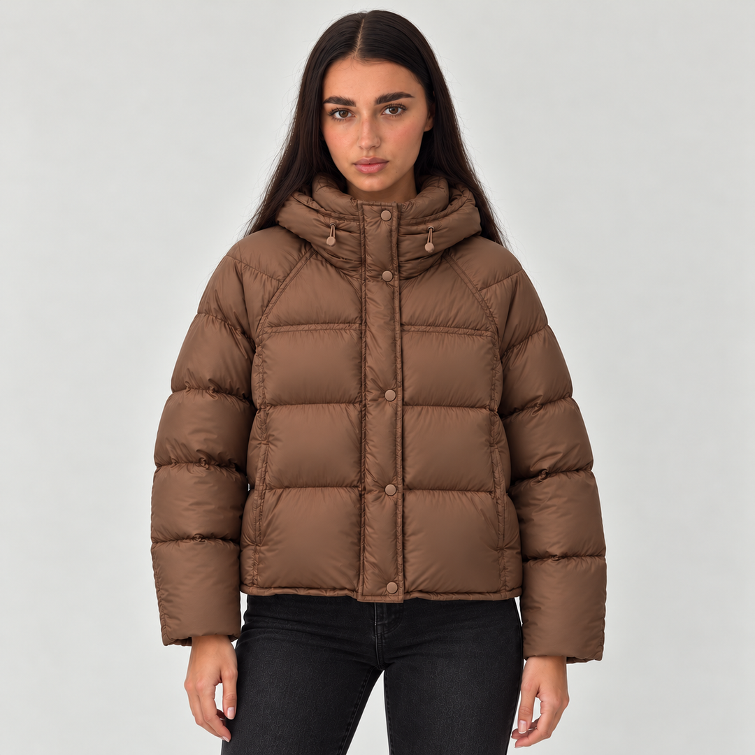 Montarello Women's Hooded Puffer Jacket with High Neck