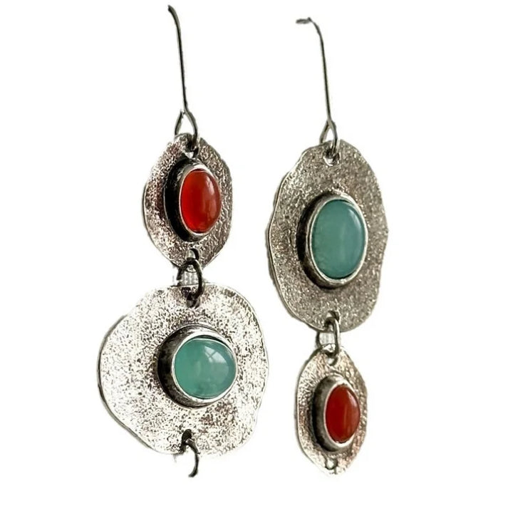 Artisan Silver Multi-Stone Drop Earrings - Elena Harper