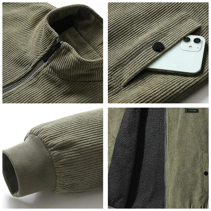 Laurent Monaco Fleece Jacket with Corduroy for Men, view 7 - Elena Harper