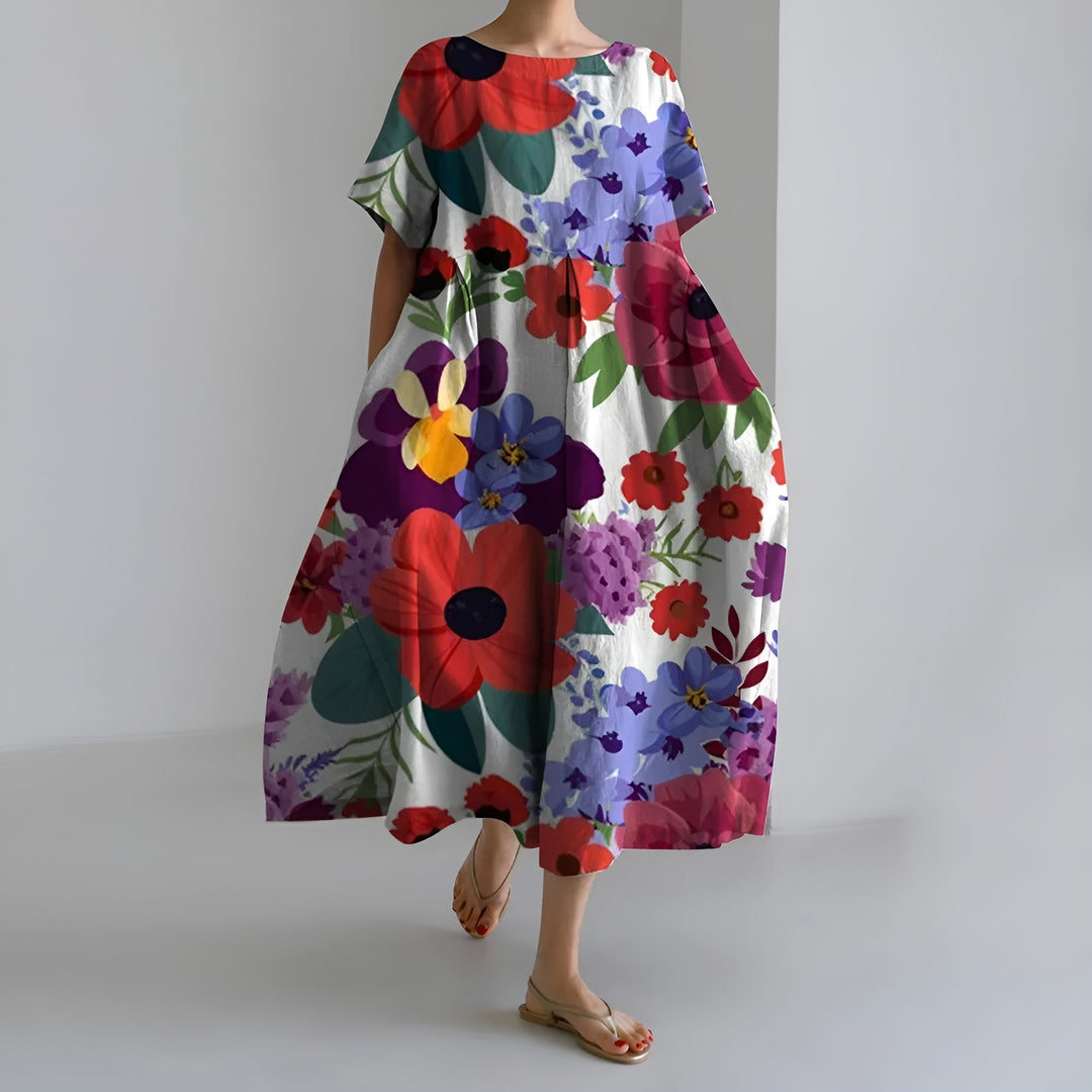 Meeri Artistic Maxi Dress with Vintage Floral Print and Carefree Elegance - Elena Harper