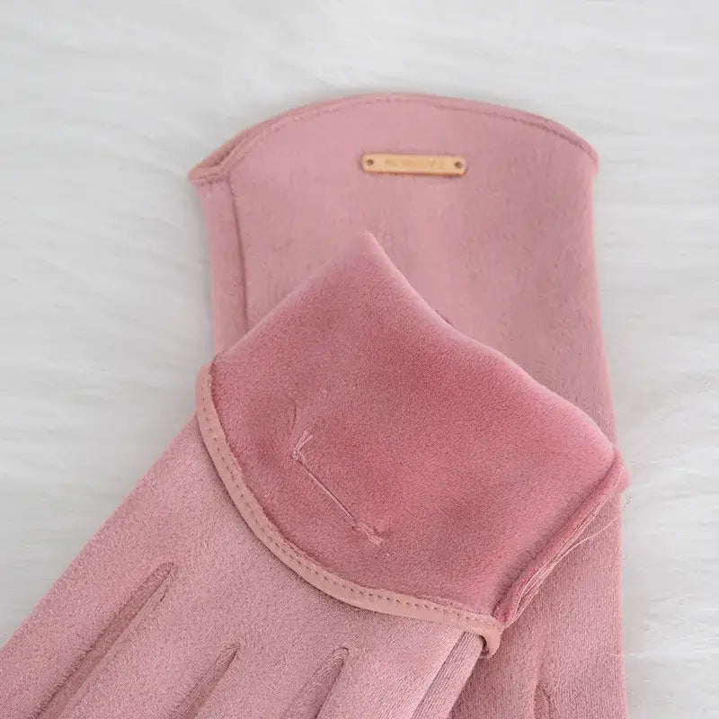 Elegant Suede Gloves Touchscreen, Warm & Windproof, view 3 - Elena Harper