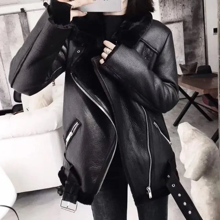 Camille - Thick Faux Leather Coat