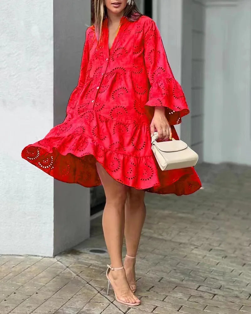 Pink Lace Midi Dress - Timeless Elegance