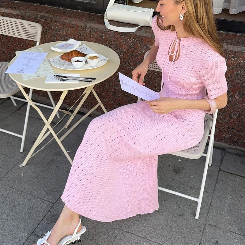 Kalliope Elegant Knit Dress, view 10 - Elena Harper