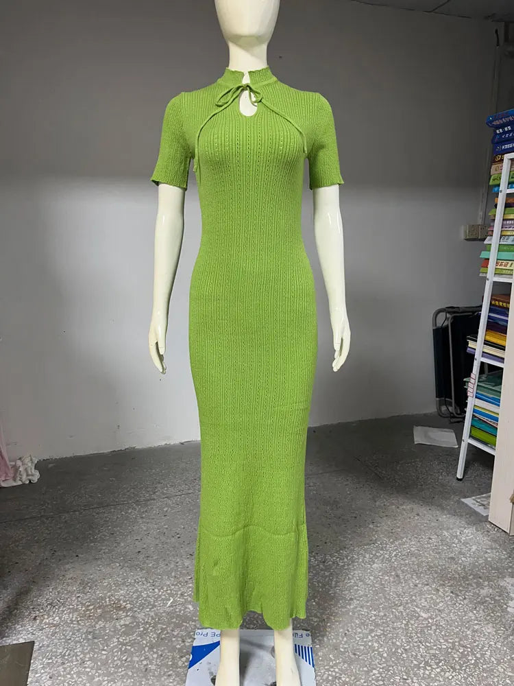 Kalliope Elegant Knit Dress, view 4 - Elena Harper