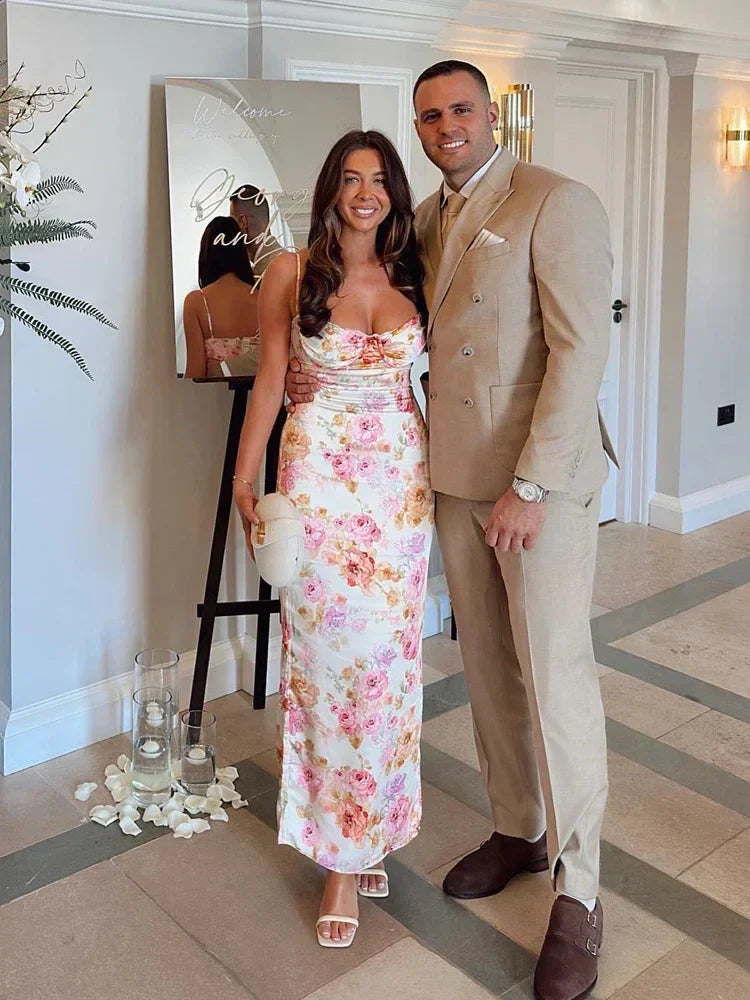 Lucy Floral Satin Maxi Dress - Elena Harper