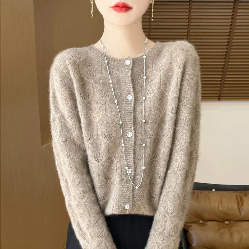 Aurora Cozy Knit Cardigan, view 4 - Elena Harper