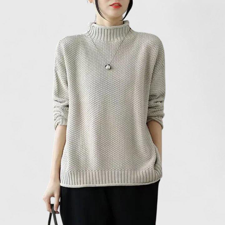 Women's Textured Mock Neck Jumper - Cozy & Stylish