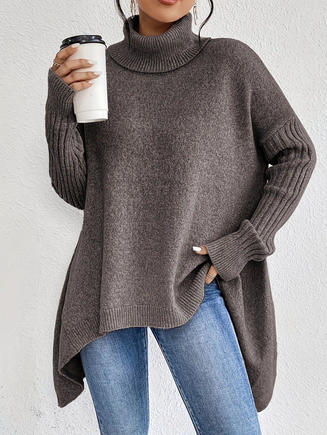 Gudrun | Women's Cozy Oversized Winter Sweater with High Neck