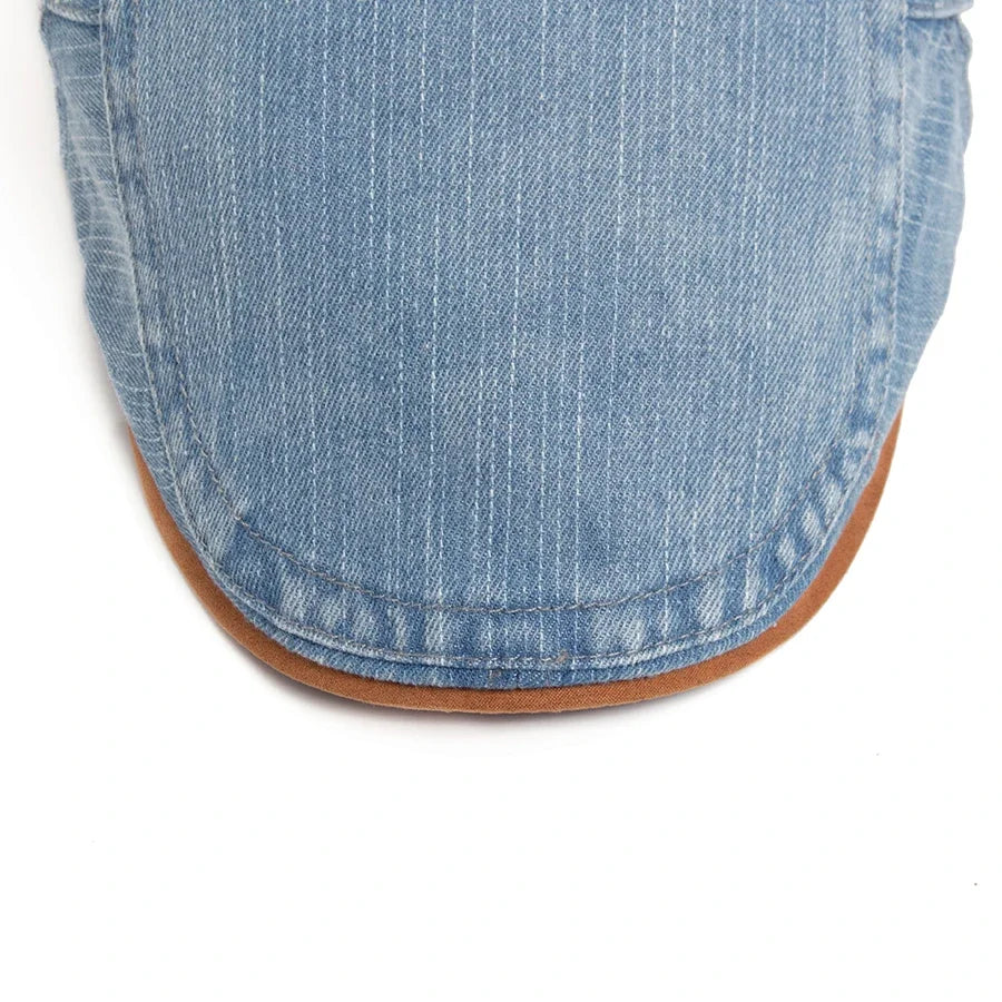 Tim Flat Cap in Denim Timeless Style and Everyday Comfort, view 10 - Elena Harper