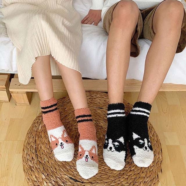 Cartoon Dog Plush Socks